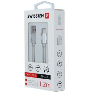 Kábel dátový Swissten Textile USB / USB-C 1,2 m strieborný