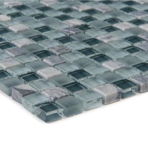 Obklad mozaika Marmor Grau/Glasmix Hellgrau Dunke. 30,5x30,5x0,8