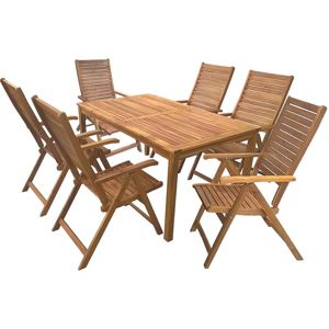 Sada drevený stôl + 6 polohových stoličiek
