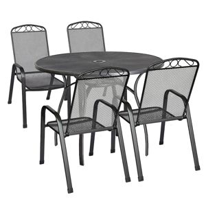Sada kovového nábytku guľatý stôl + 4 stoličky