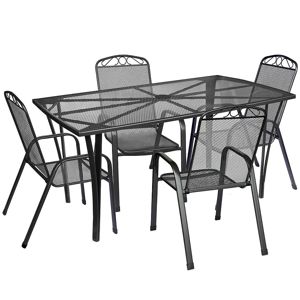 Sada kovového nábytku obdľžnikový stôl + 4 stoličky
