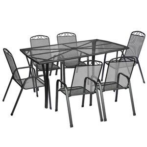 Sada kovového nábytku obdľžnikový stôl + 6 stoličiek