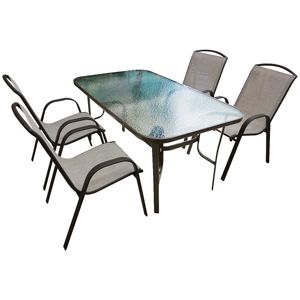 Sada sklenený stôl + 4 stoličky béžová