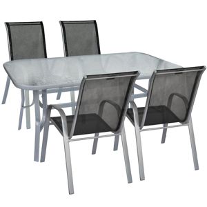 Sada sklenený stôl + 4 stoličky čierna