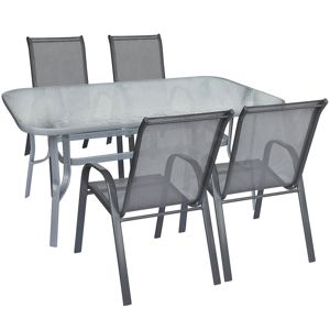Sada sklenený stôl + 4 stoličky šedá
