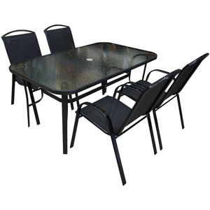 Sada sklenený stôl s otvorom + 4 stoličky Himalaya