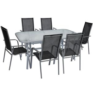 Sada stôl MT6008 +6 vysokých stoličiek TGS001 čierna