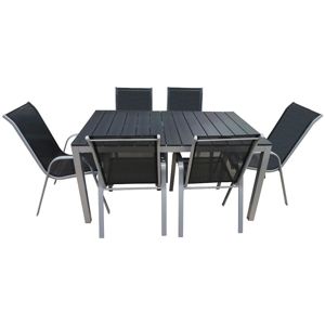Sada stôl Polywood + 6 stoličiek čierna
