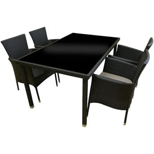 Sada technorattan stôl + 4 kreslo čierna