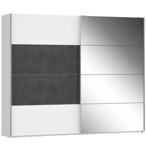 Skriňa Olivia 270 biela/beton/zrkadlo 1D
