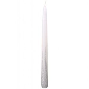Svíčka Flame Silver konicka bílá 29cm