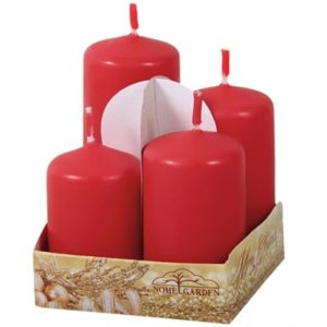 Svíčky adventne stupňovité 4ks červené