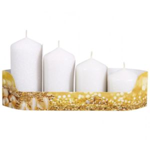Svíčky adventni stupňovité 4ks bílé