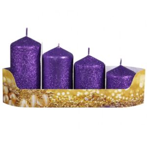 Svíčky adventni stupňovité 4ks fialové