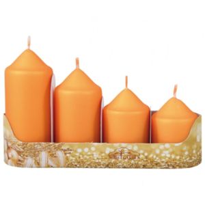 Svíčky adventni stupňovité 4ks oranžové