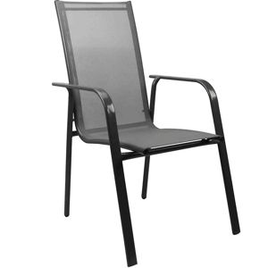 Záhradná stolička vysoká čierny rám, sivá textíla TGS001